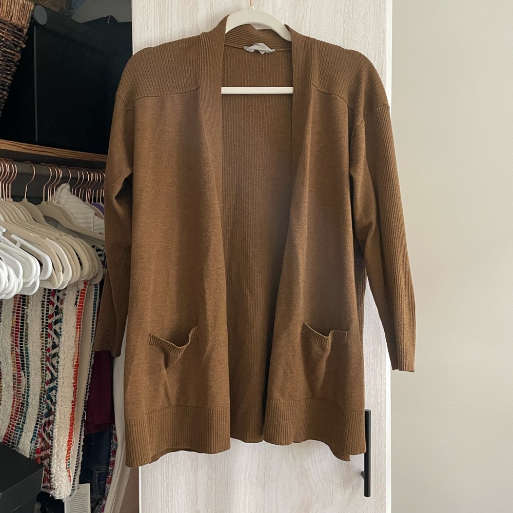 Women's Brown Open-Front Sweater